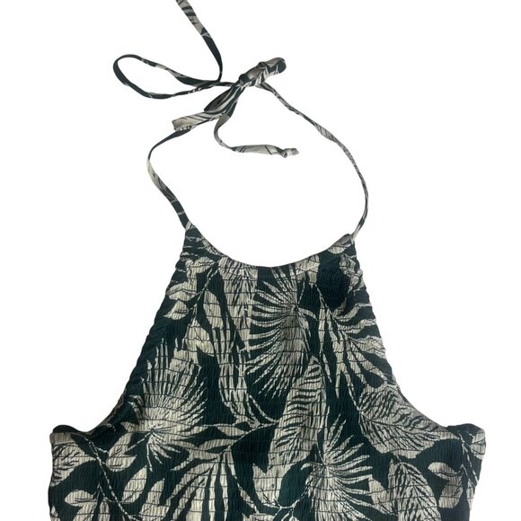 Patrons Of Peace Halter Top Tropical Leaf Peplum Hem Green Size Large New WOT - Picture 3 of 8